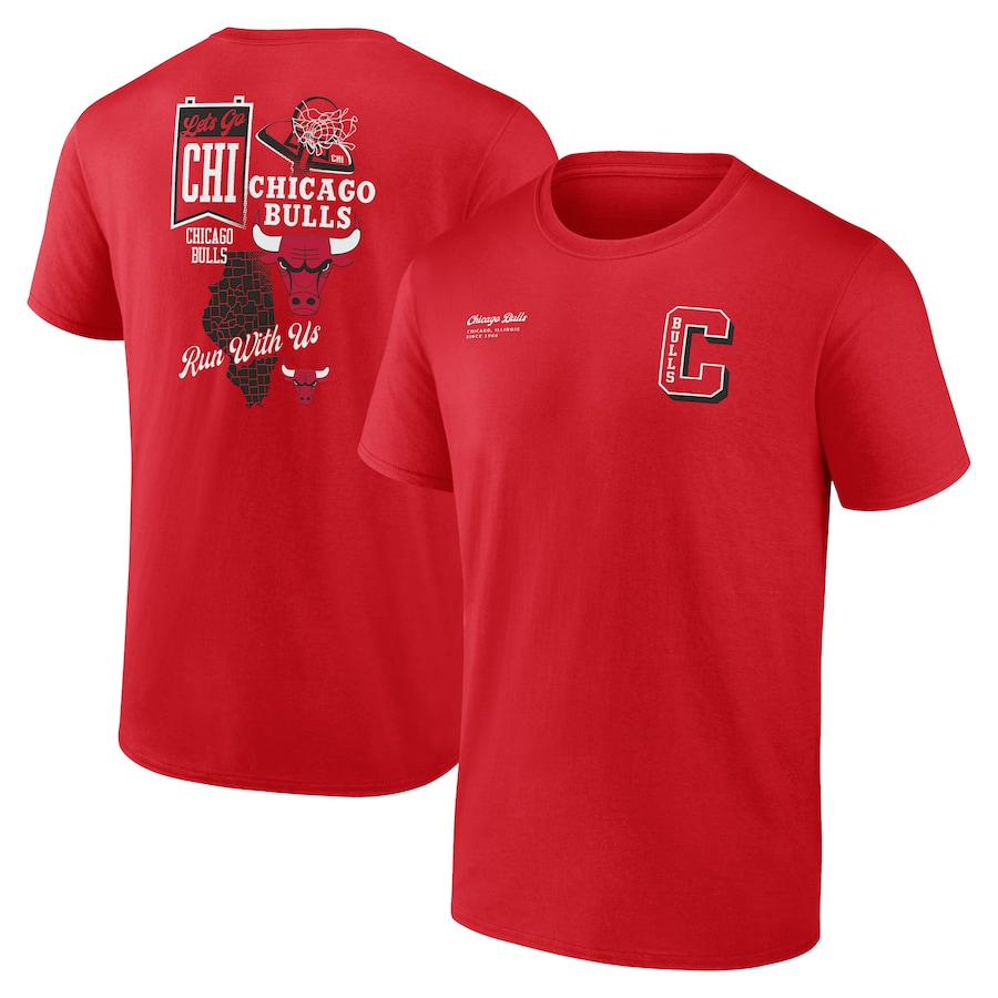 Men's Chicago Bulls Red Split Zone T-Shirt - SUjersey01