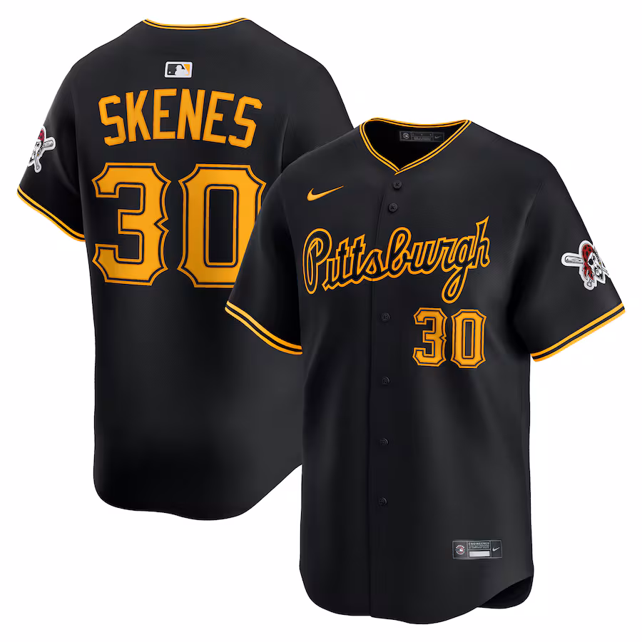 Men's Pittsburgh Pirates Paul Skenes Nike Black Alternate 2 Limited Jersey - SUjersey01