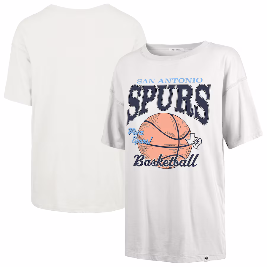 Women's San Antonio Spurs  '47 White City Edition Down Court Sadie T-Shirt - SUjersey01
