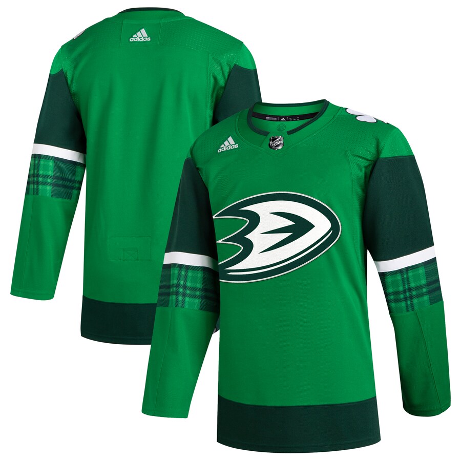 Men's Anaheim Ducks  adidas Kelly Green 2023 St. Patrick's Day Primegreen Authentic Jersey - SUjersey01