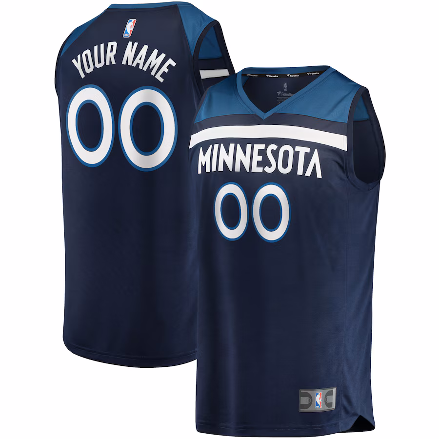 Youth Minnesota Timberwolves Fanatics Navy Fast Break Custom Replica Jersey - Icon Edition - SUjersey01