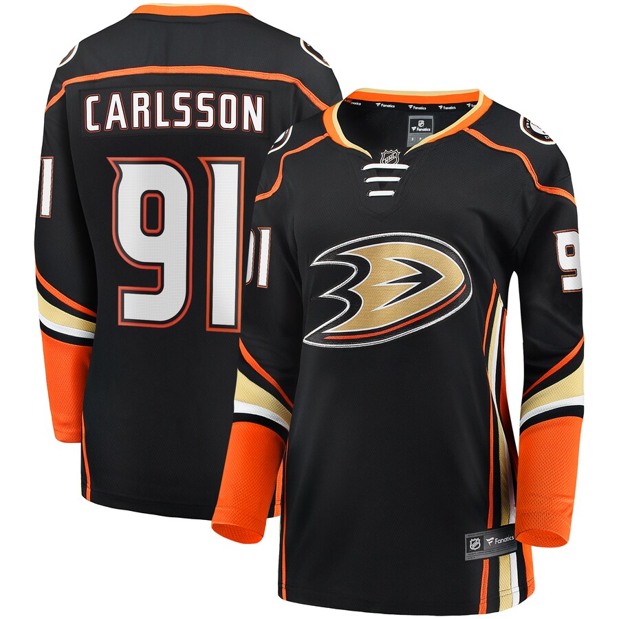 Women's Anaheim Ducks Leo Carlsson Fanatics Branded Black Home Breakaway Player Jersey - SUjersey01