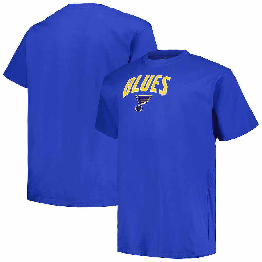 Men's St. Louis Blues Profile Blue Big & Tall Arch Over Logo T-Shirt - SUjersey01