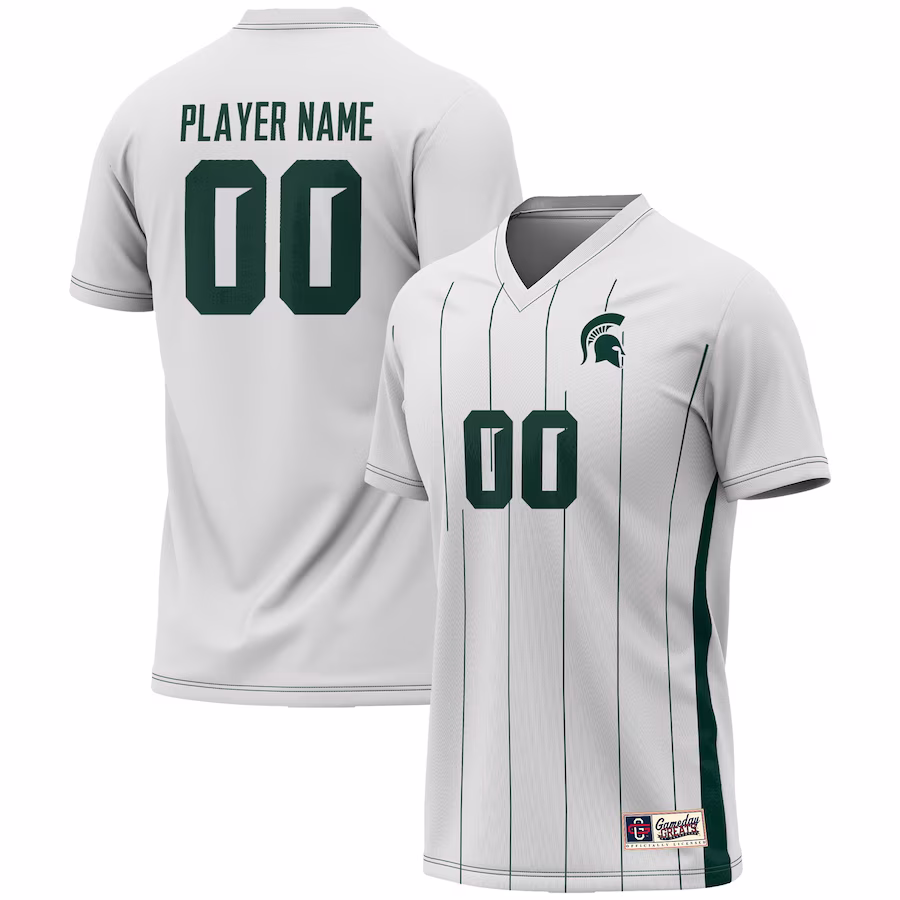 Michigan State Spartans GameDay Greats Unisex NIL Pick-A-Player Lightweight Women's Soccer Jersey - White - SUjersey01