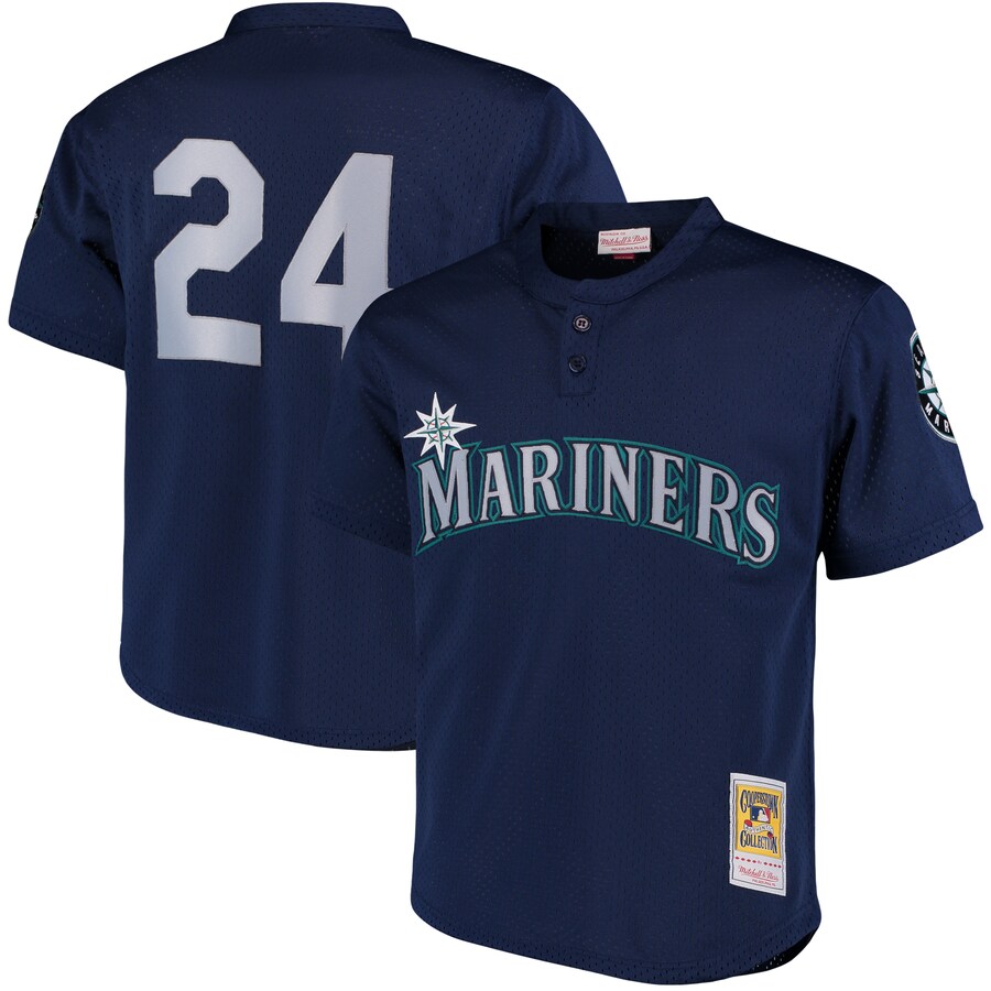 Men's Seattle Mariners Ken Griffey Jr. Mitchell & Ness Navy Cooperstown Collection Mesh Batting Practice Jersey - SUjersey01