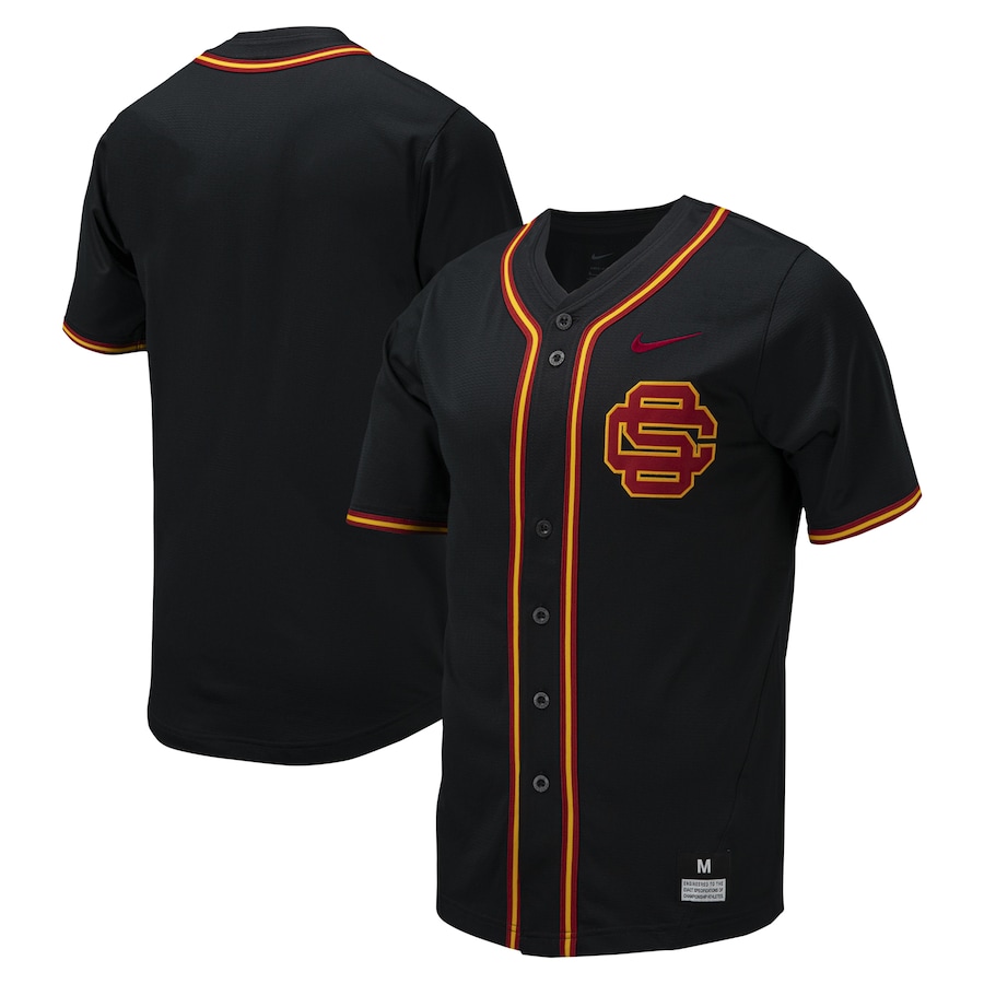 USC Trojans Nike Replica Full-Button Baseball Jersey - Black - SUjersey01