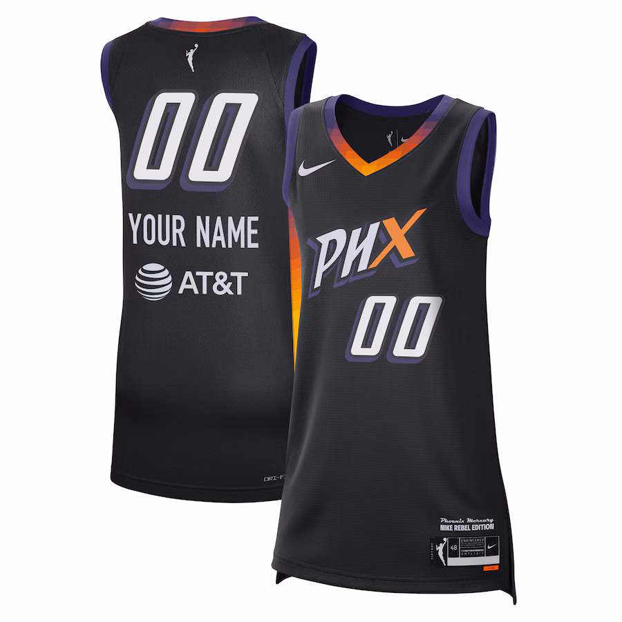Unisex Phoenix Mercury  Nike Black 2024 Rebel Edition Custom Jersey - SUjersey01