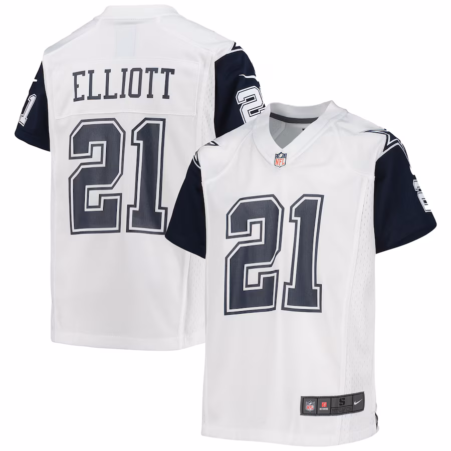 Youth Dallas Cowboys Ezekiel Elliott Nike White Alternate Game Jersey - SUjersey01