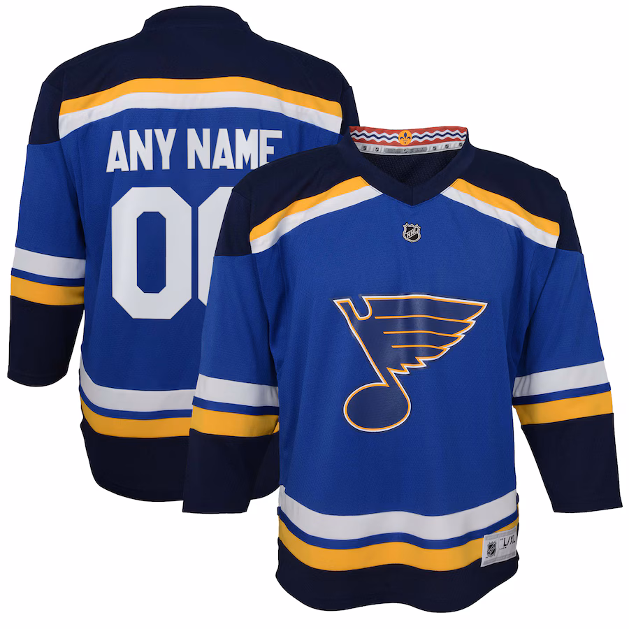 Youth St. Louis Blues Blue Home Replica Custom Jersey - SUjersey01
