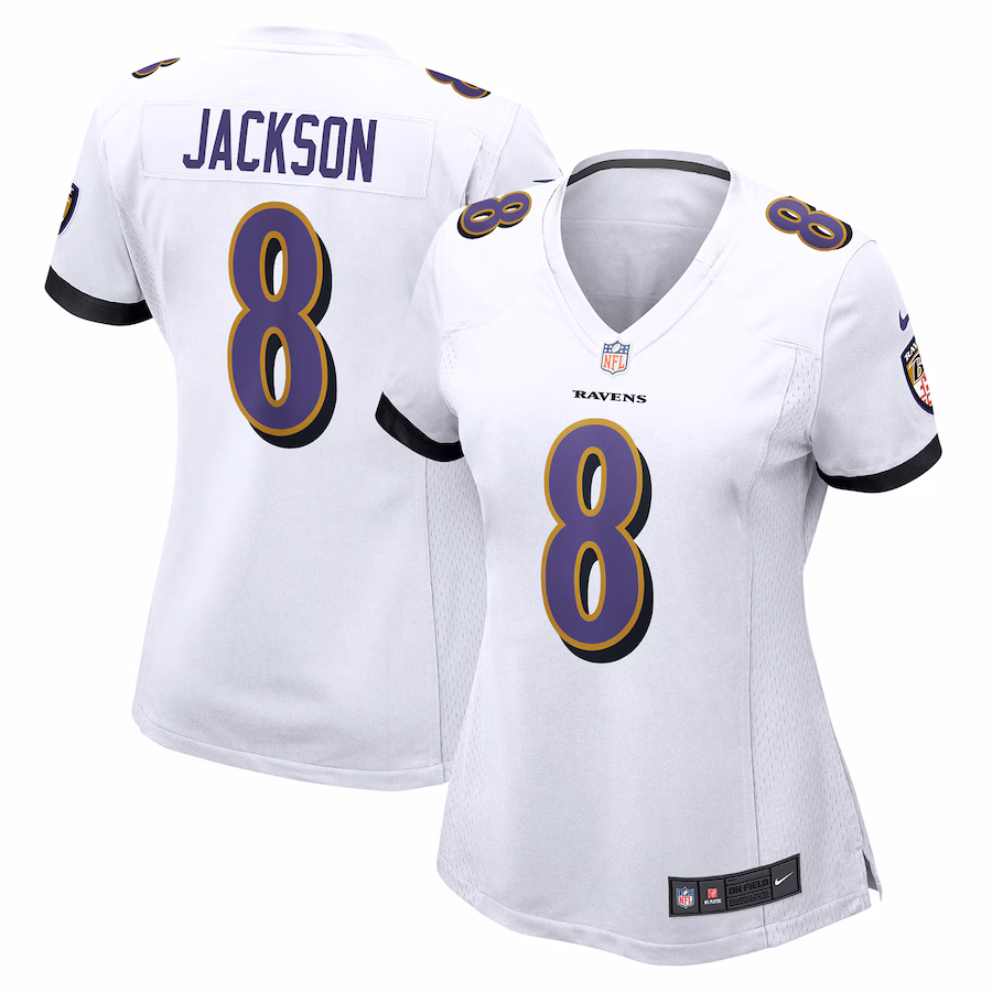 Women's Baltimore Ravens Lamar Jackson Nike White Player Game Jersey - SUjersey01