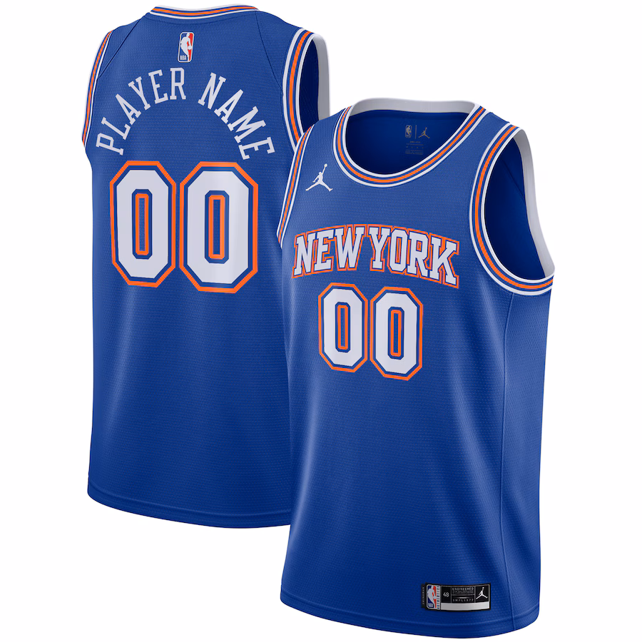 Men's New York Knicks Jordan Brand Blue Swingman Custom Jersey - Statement Edition - SUjersey01