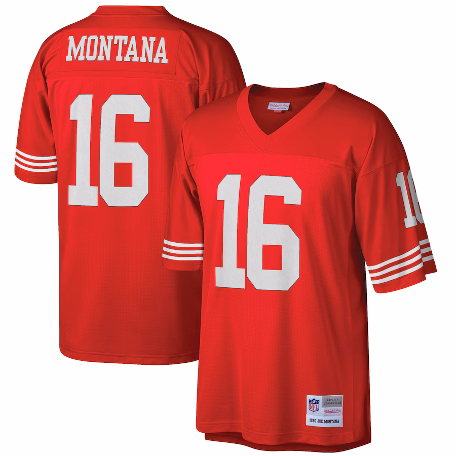 Men's San Francisco 49ers Joe Montana Mitchell & Ness Scarlet Big & Tall 1990 Retired Player Replica Jersey - SUjersey01