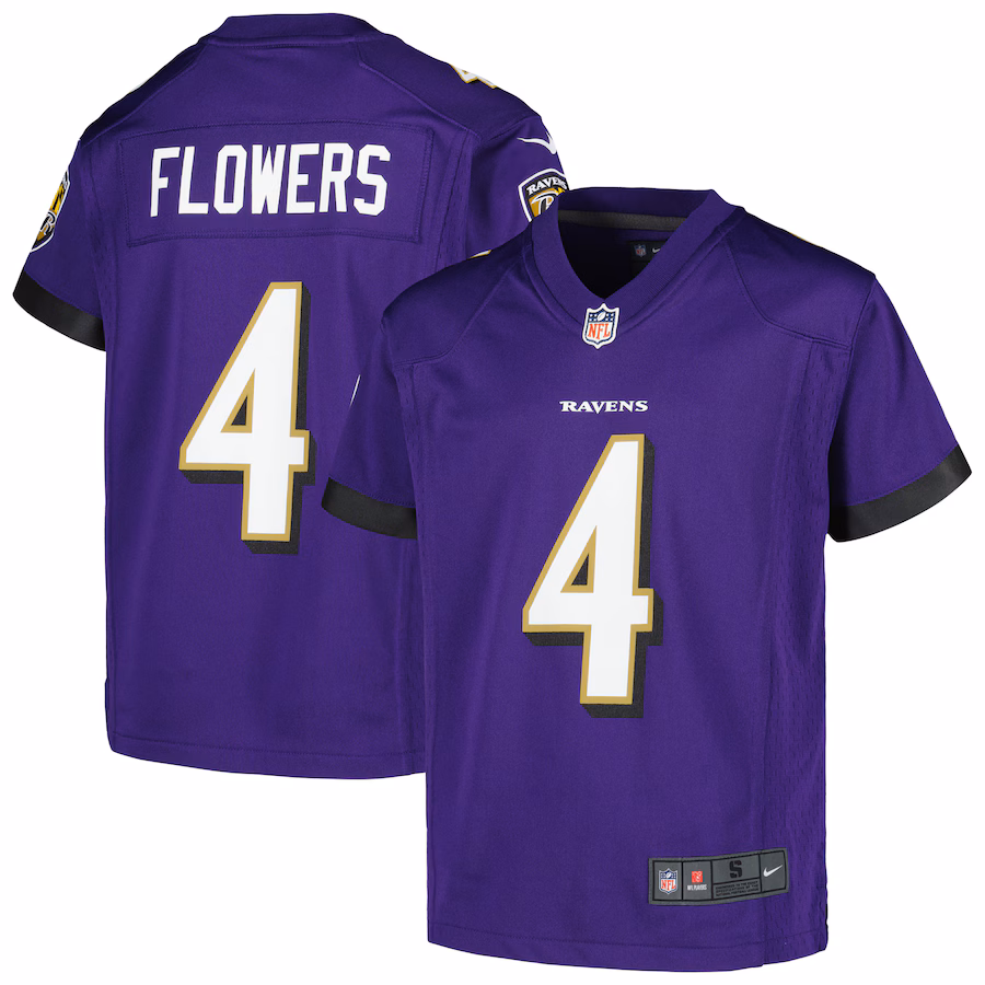 Youth Baltimore Ravens Zay Flowers Nike Purple Game Jersey - SUjersey01