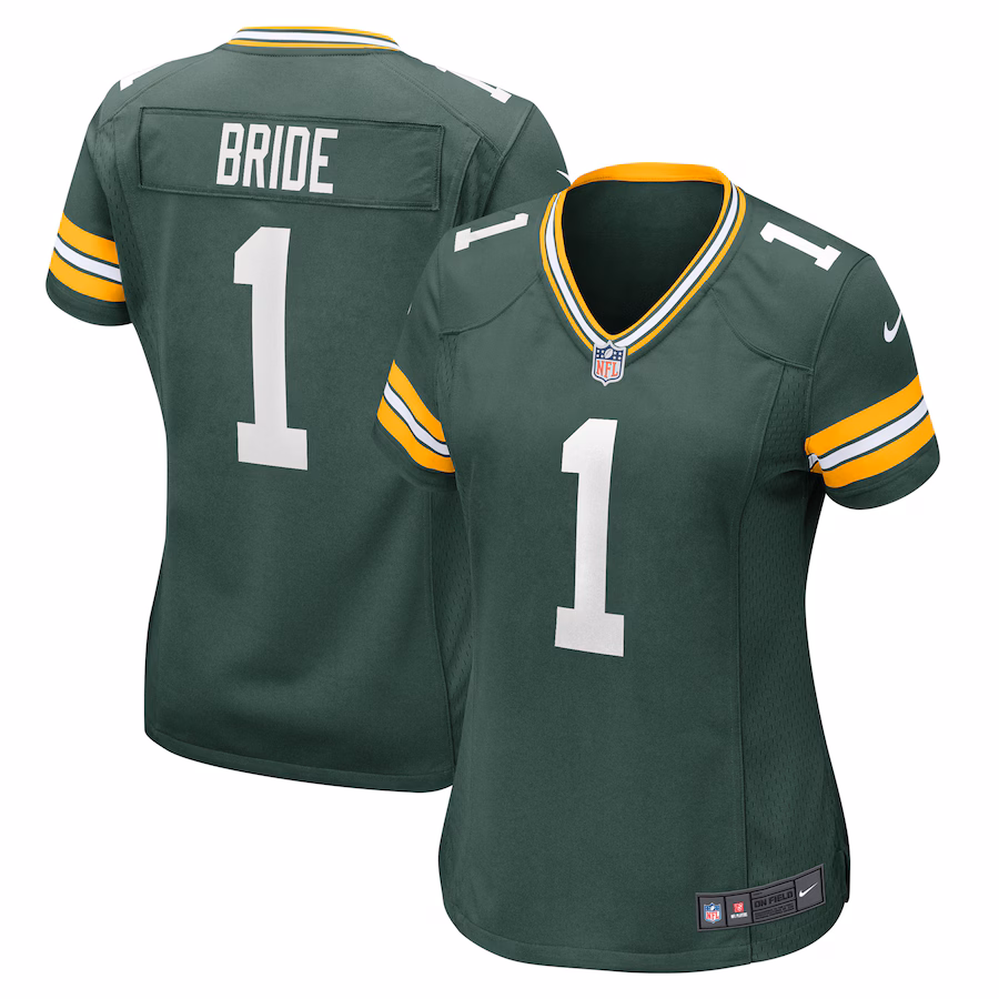 Women's Green Bay Packers Number 1 Bride Nike Green Game Jersey - SUjersey01