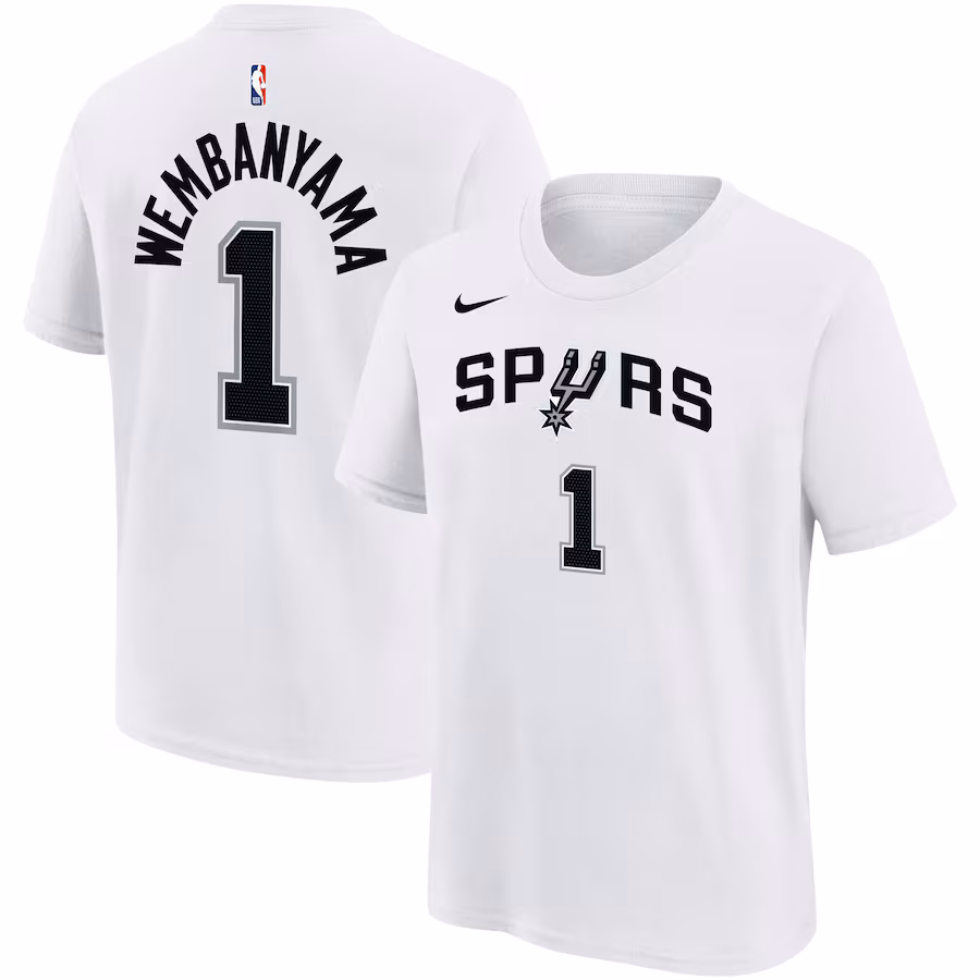 Youth San Antonio Spurs Victor Wembanyama Nike White Name & Number Association T-Shirt - SUjersey01