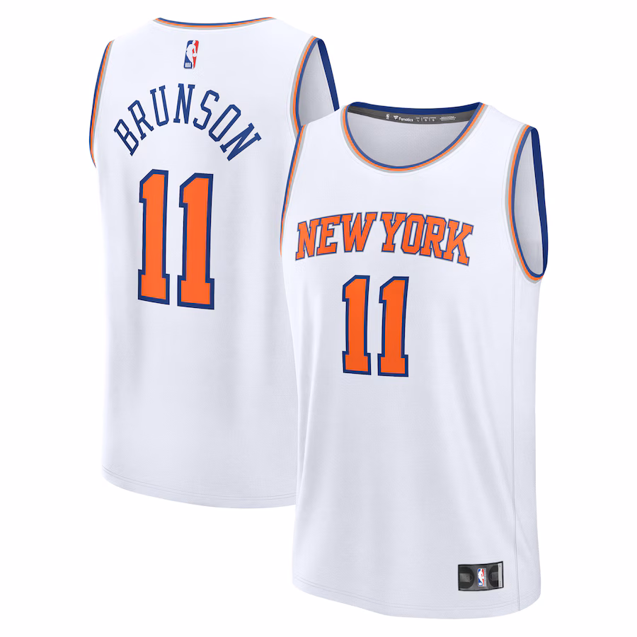 Men's New York Knicks Jalen Brunson Fanatics White Fast Break Replica Player Jersey - Association Edition - SUjersey01