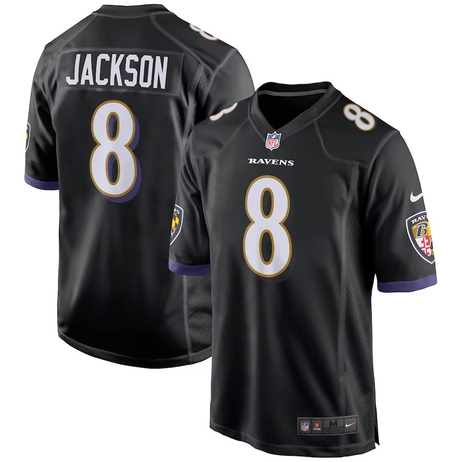 Men's Baltimore Ravens Lamar Jackson Nike Black Game Jersey - SUjersey01
