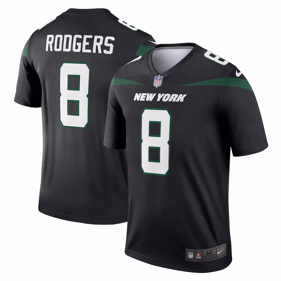 Men's New York Jets Aaron Rodgers Nike Stealth Black Alternate Legend Player Jersey - SUjersey01