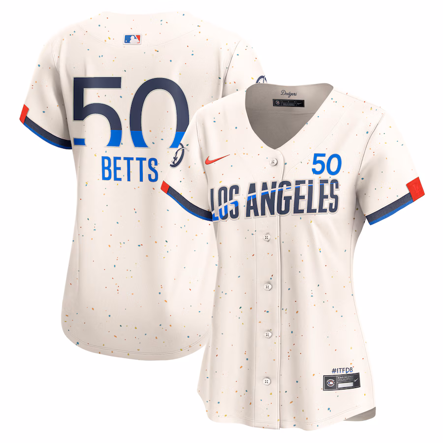 Women's Los Angeles Dodgers Mookie Betts Nike Cream 2024 City Connect Limited Player Jersey - SUjersey01