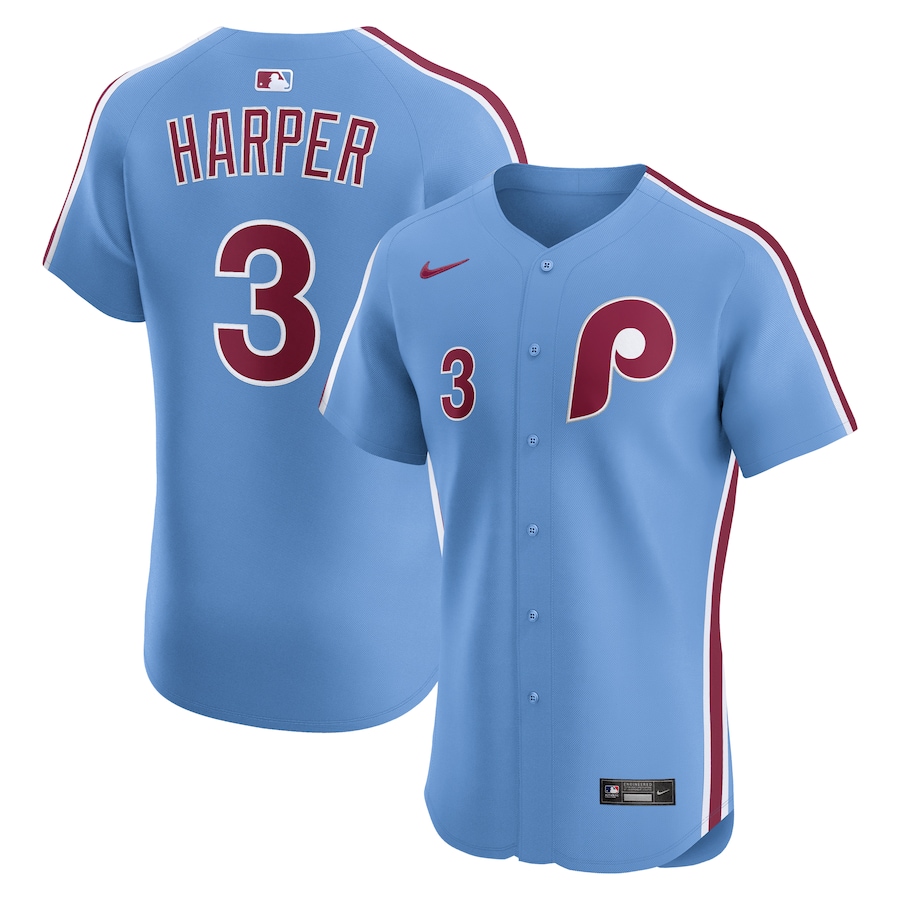 Men's Philadelphia Phillies Bryce Harper Nike Light Blue Alternate Elite Jersey - SUjersey01