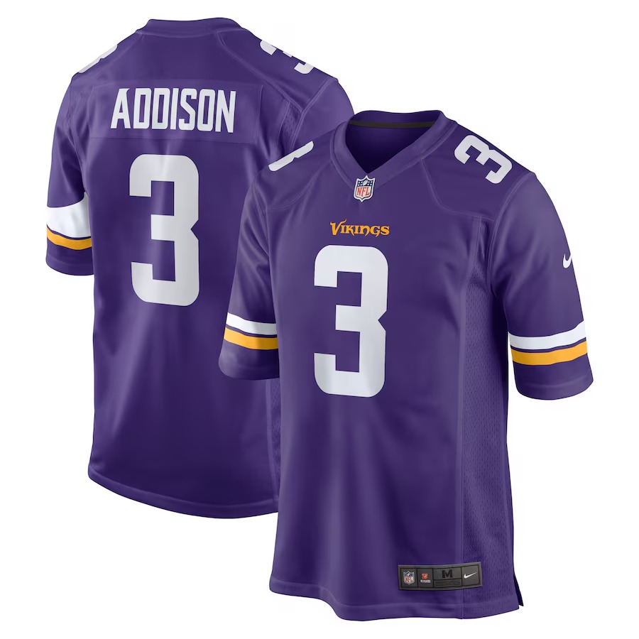 Men's Minnesota Vikings Jordan Addison Nike Purple Game Jersey - SUjersey01