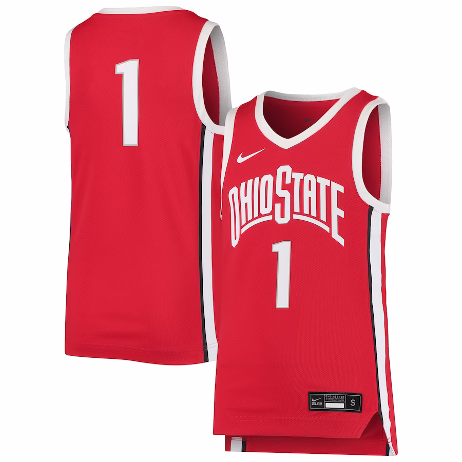 #1 Ohio State Buckeyes Nike Youth Team Replica Basketball Jersey - Scarlet - SUjersey01