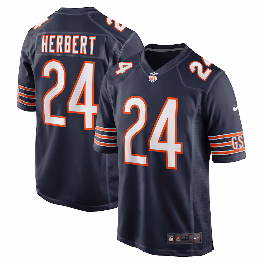 Men's Chicago Bears Khalil Herbert Nike Navy Game Jersey - SUjersey01