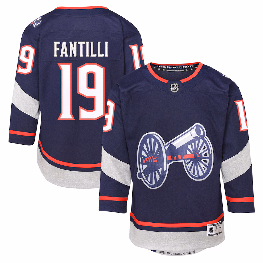 Youth Columbus Blue Jackets Adam Fantilli Navy 2025 NHL Stadium Series Premier Player Jersey - SUjersey01