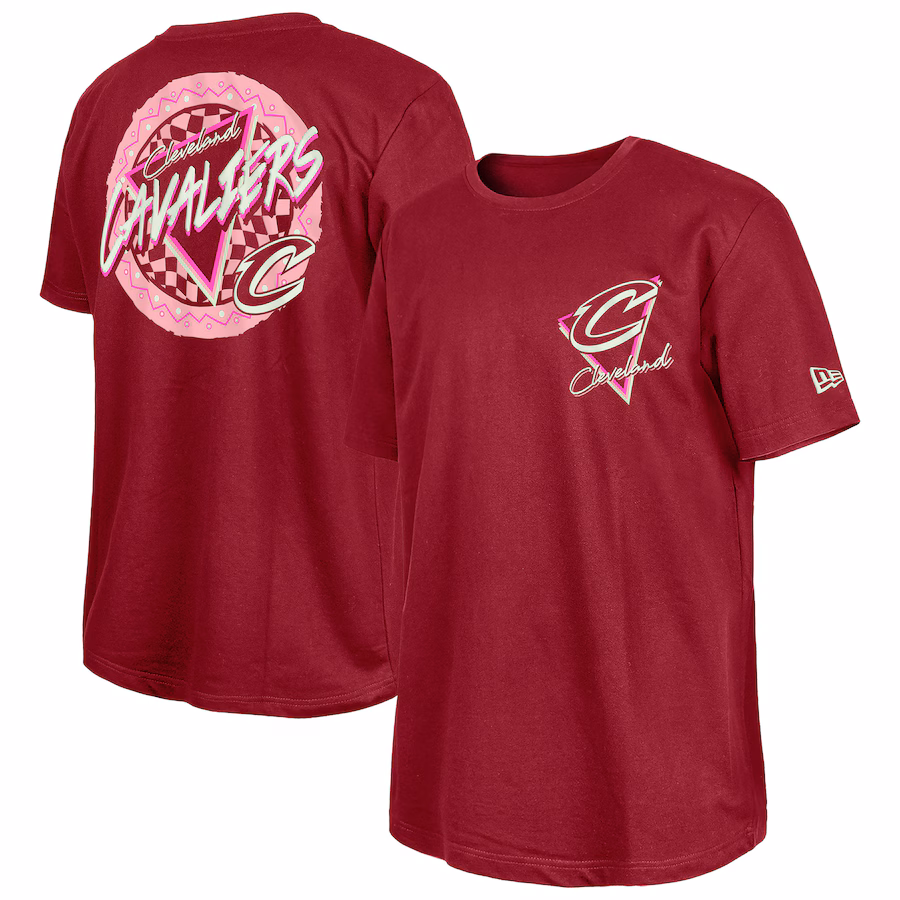 Men's Cleveland Cavaliers  New Era Wine Glow-in-the-Dark T-Shirt - SUjersey01