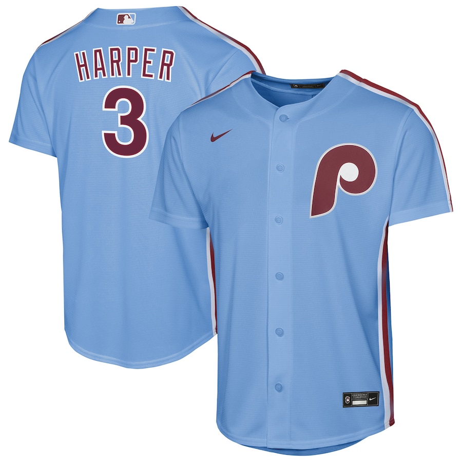 Youth Philadelphia Phillies Bryce Harper Nike Light Blue Alternate Replica Jersey - SUjersey01