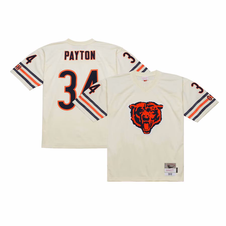 Men's Chicago Bears Walter Payton Mitchell & Ness Cream Chainstitch Legacy Jersey - SUjersey01