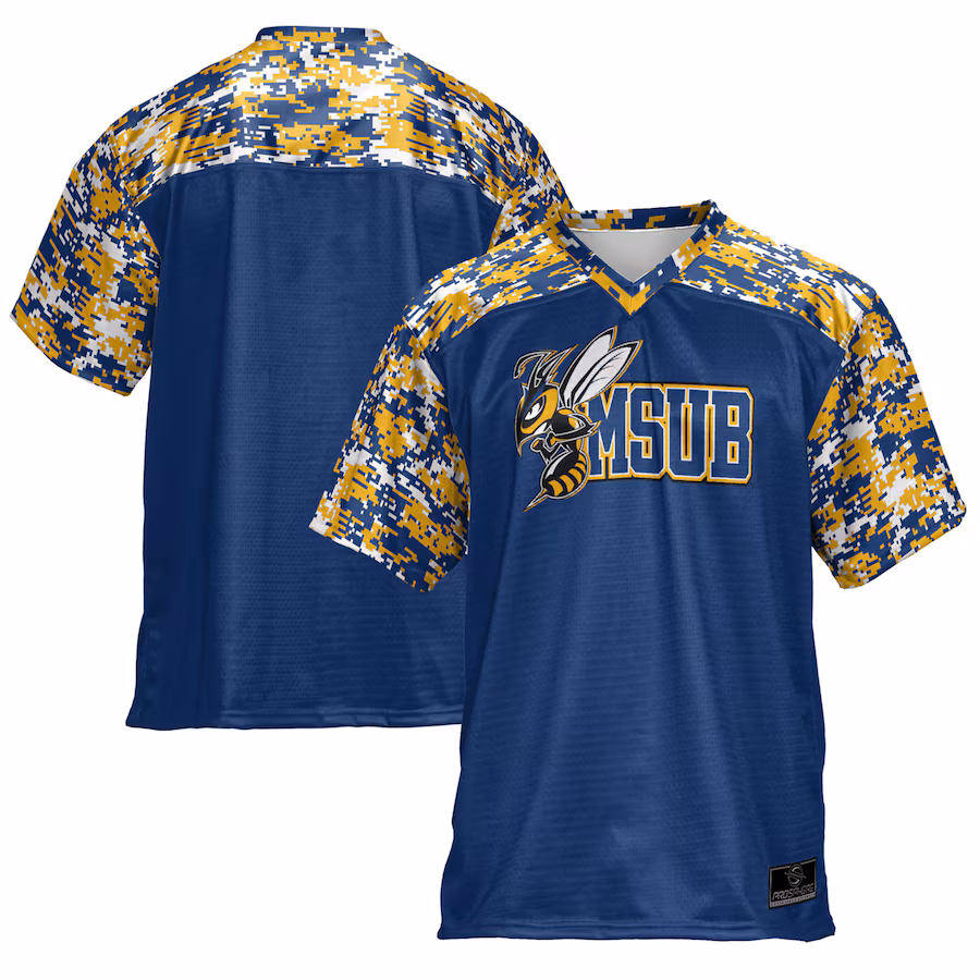Montana State Billings Yellowjackets ProSphere Youth Camo Football Jersey - Blue - SUjersey01