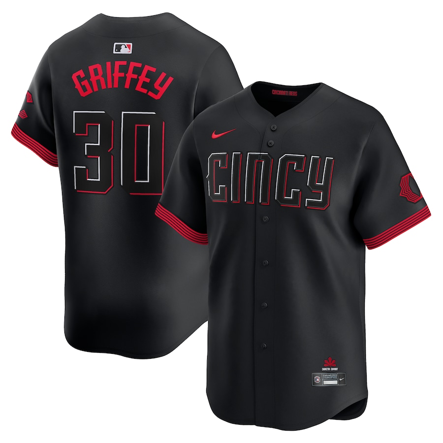 Men's Cincinnati Reds Ken Griffey Jr. Nike Black City Connect Retired Limited Player Jersey - SUjersey01
