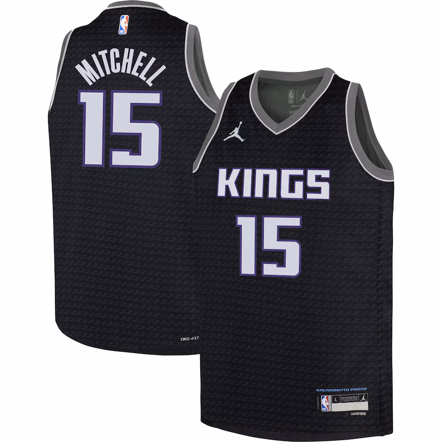 Youth Sacramento Kings Davion Mitchell Jordan Brand Black Swingman Jersey - Statement Edition - SUjersey01