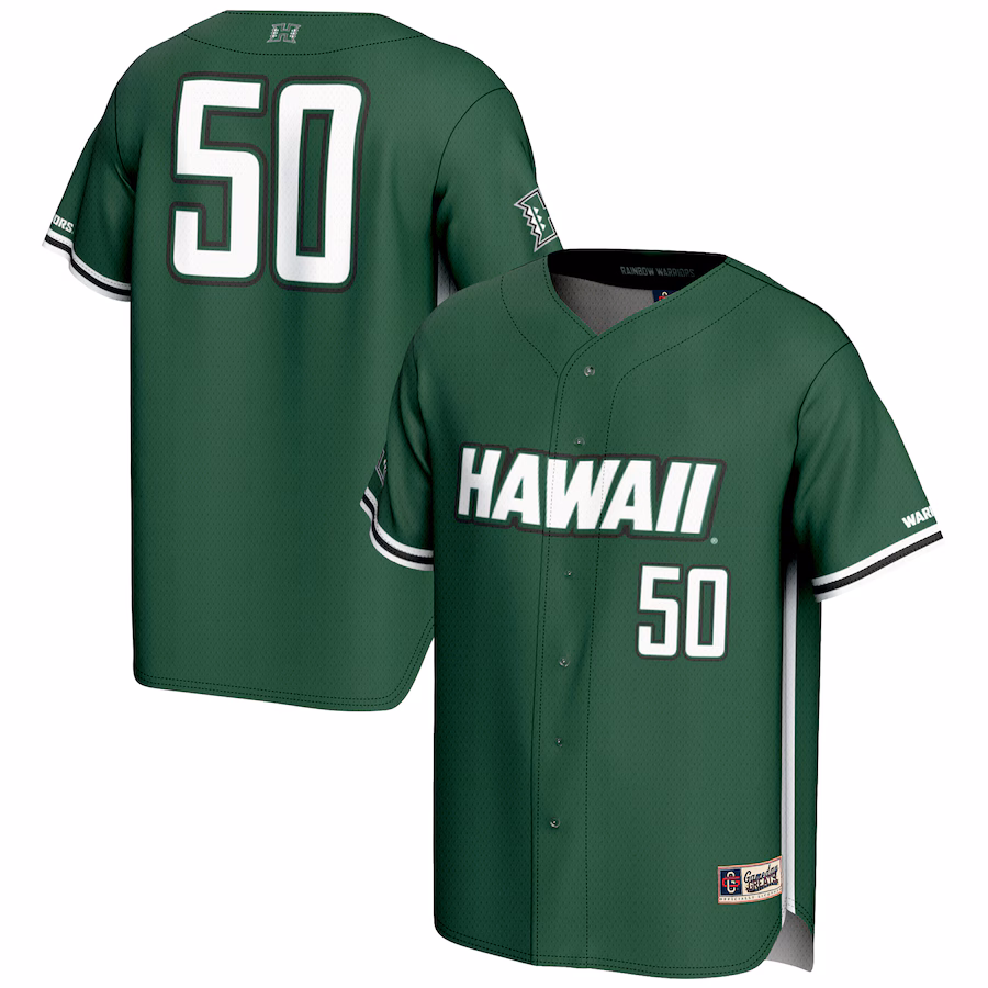 Youth GameDay Greats #1 Green Hawaii Rainbow Warriors Lightweight Baseball Jersey - SUjersey01