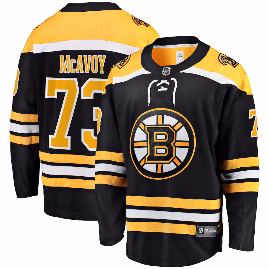 Men's Boston Bruins Charlie McAvoy Fanatics Black Home Breakaway Jersey - SUjersey01