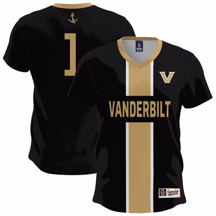 Men's GameDay Greats  Black Vanderbilt Commodores Lightweight Soccer Fashion Jersey - SUjersey01