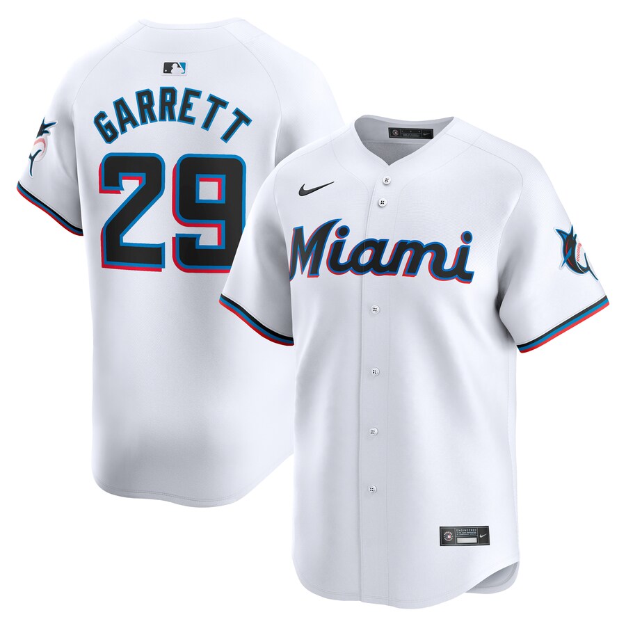 Men's Miami Marlins Braxton Garrett Nike White Home Limited Player Jersey - SUjersey01