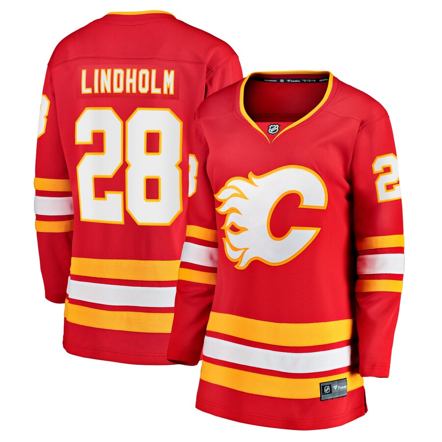 Women's Calgary Flames Elias Lindholm Fanatics Branded Red Home Team Breakaway Player Jersey - SUjersey01