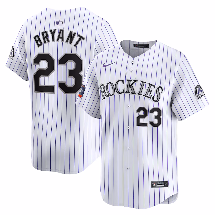 Men's Colorado Rockies Kris Bryant Nike White 2024 MLB World Tour Mexico City Series Home Limited Player Jersey - SUjersey01