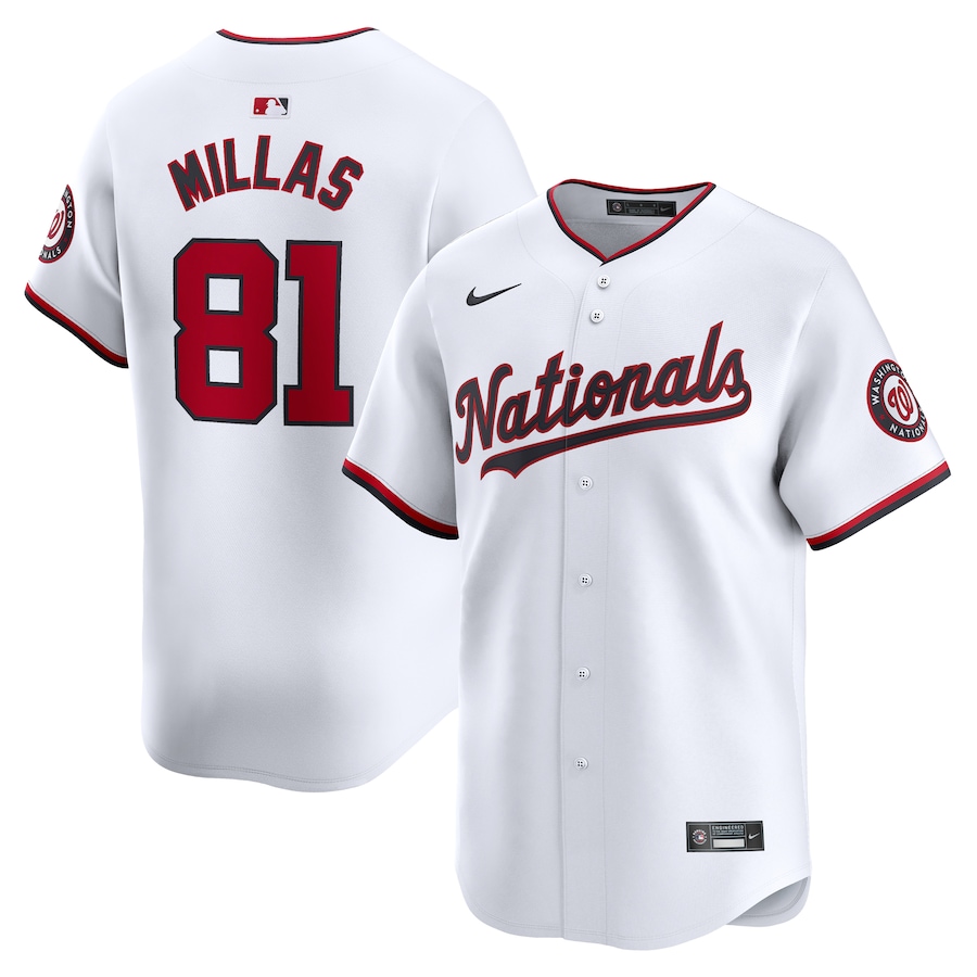 Men's Washington Nationals Drew Millas Nike White Home Limited Player Jersey - SUjersey01