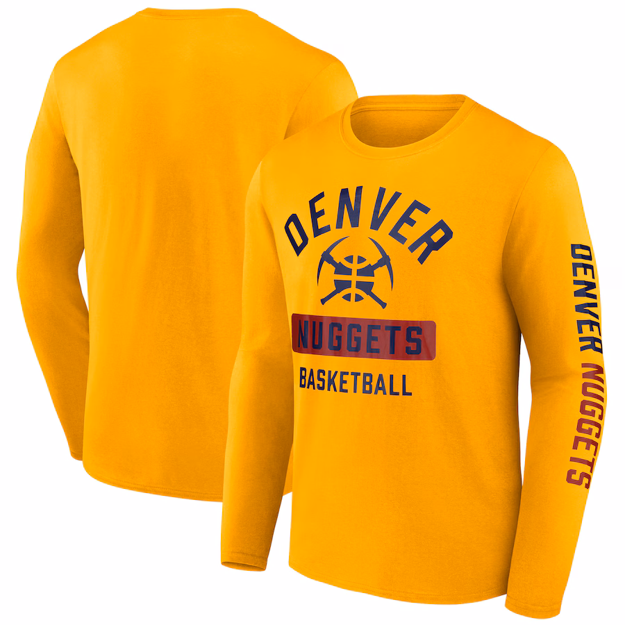 Men's Denver Nuggets  Fanatics Gold Long Sleeve T-Shirt - SUjersey01