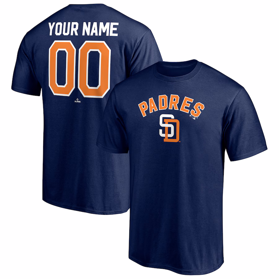Men's San Diego Padres Navy Cooperstown Winning Streak Personalized Name & Number T-Shirt - SUjersey01