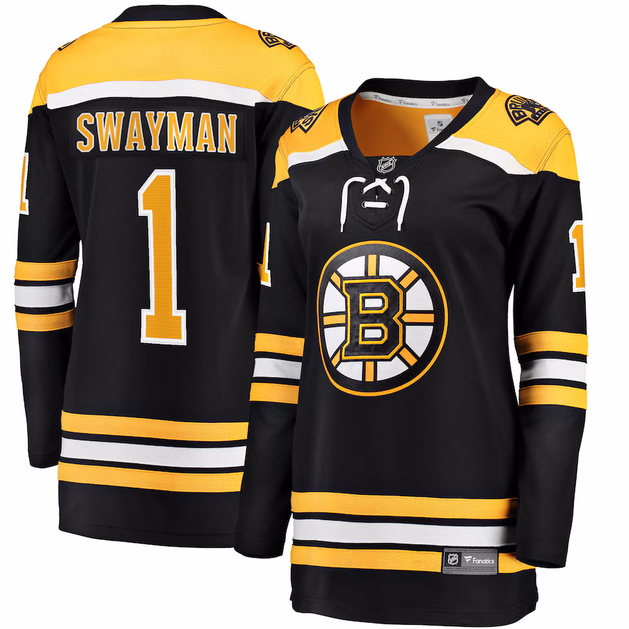 Women's Boston Bruins Jeremy Swayman Fanatics Black Home Breakaway Jersey - SUjersey01