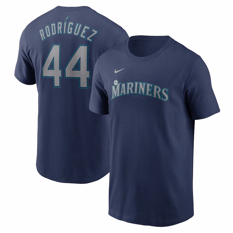 Youth Seattle Mariners Julio Rodríguez Nike Navy Home Player Name & Number T-Shirt - SUjersey01