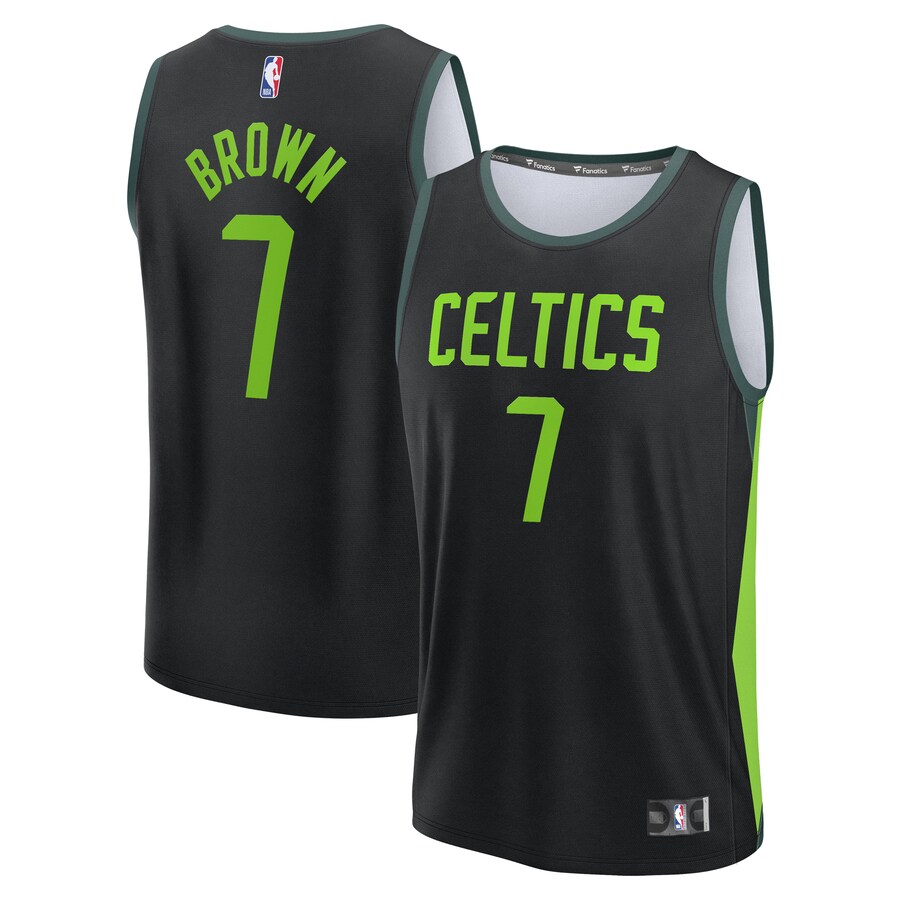 Youth Boston Celtics Jaylen Brown Fanatics Black 2024/25 Fast Break Player Jersey - City Edition - SUjersey01