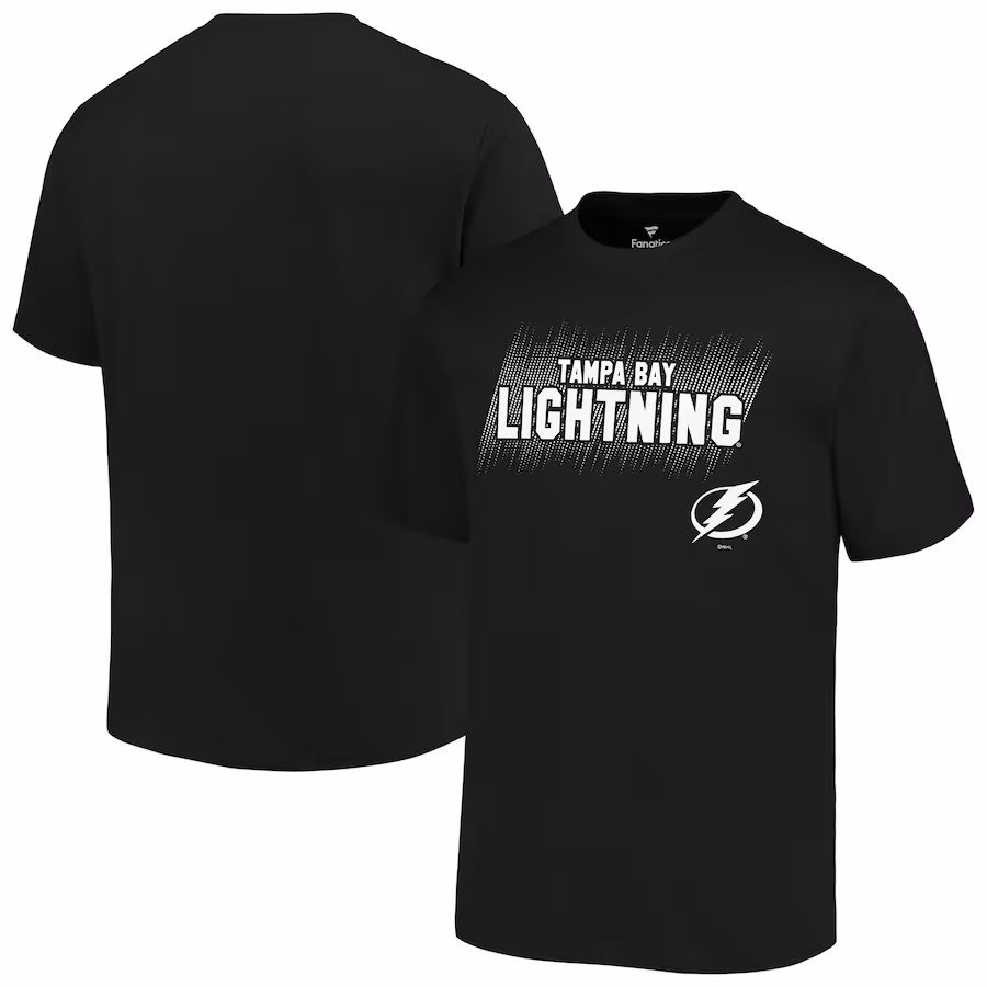 Men's Tampa Bay Lightning Fanatics Black Big & Tall Wordmark T-Shirt - SUjersey01