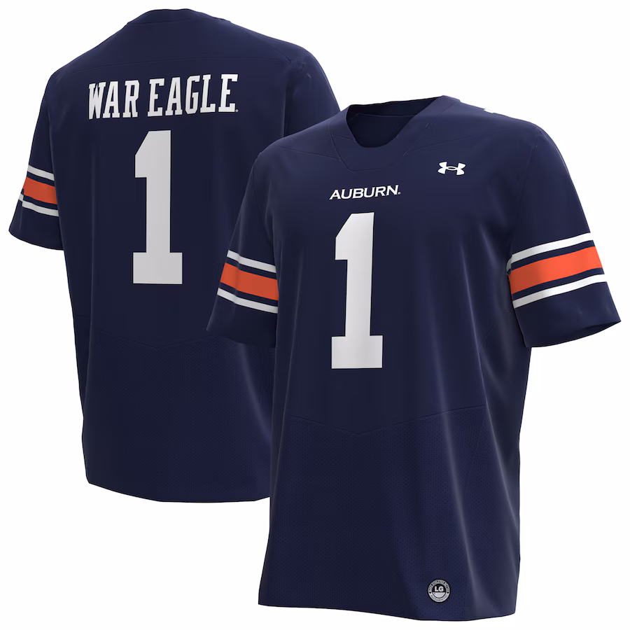 Men's Under Armour #1 Navy Auburn Tigers Replica Football Jersey - SUjersey01