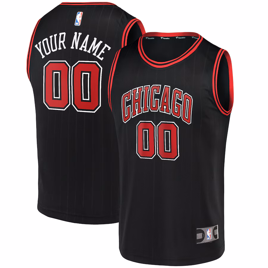 Men's Chicago Bulls Fanatics Black Fast Break Replica Custom Jersey - Statement Edition - SUjersey01