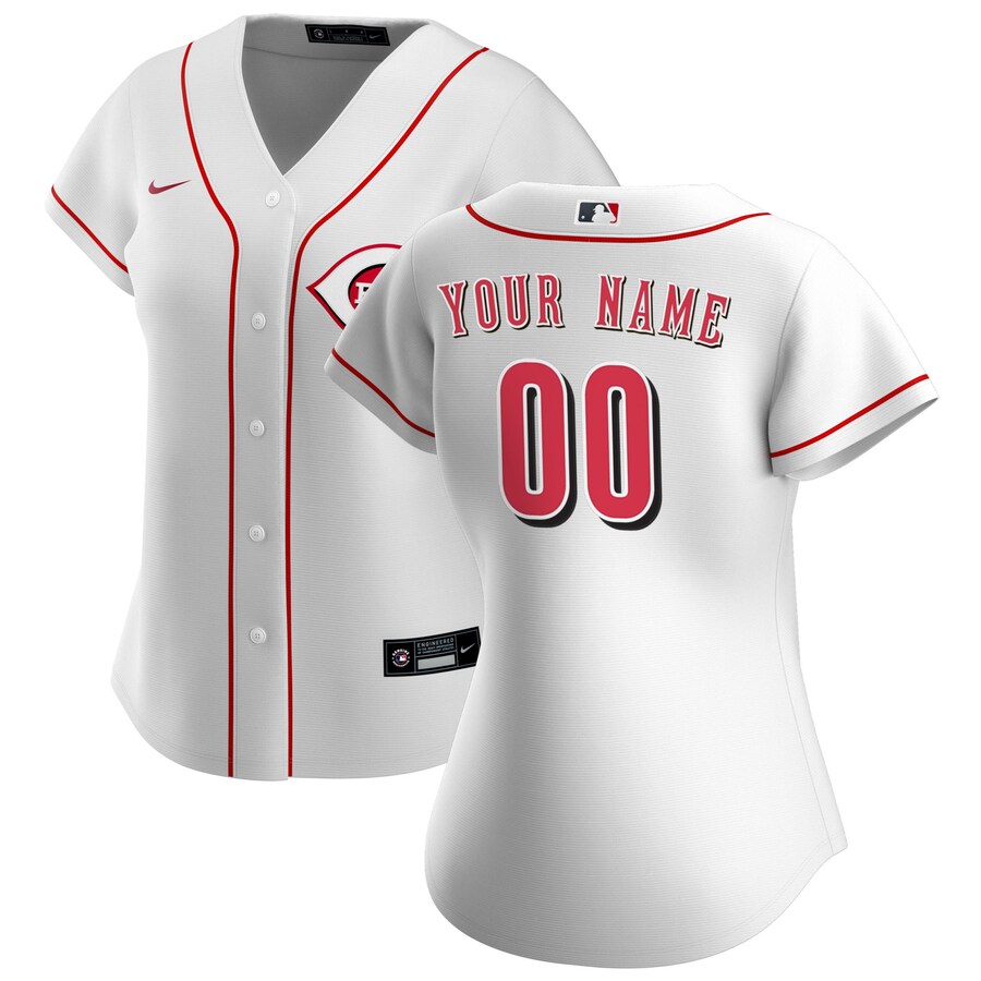 Women's Cincinnati Reds Nike White Home Replica Custom Jersey - SUjersey01